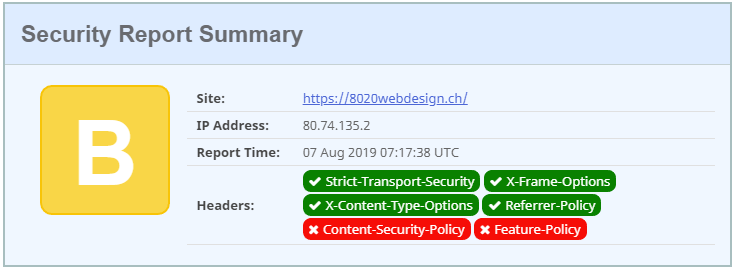 HTTP Security Header Report